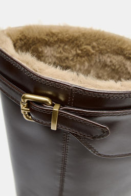 WATER REPELLENT LEATHER BUCKLE BOOTS - Zara фото 8