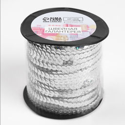 Пайетки на нити, голография, 6 мм, 91±1 м, цвет серебряный