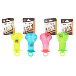 Пэт тойс (Pet toys) Игрушка для собаки Косточка массажная 12х6см h4,3см, ПВХ, с пищалкой, светящаяся, на картоне, прозрачная, цвета в ассортименте: синий, розовый, зеленый, желтый (Китай)  фото 5