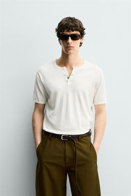 CAMISETA PUNTO CUELLO PANADERO / Crudo - Zara фото 2