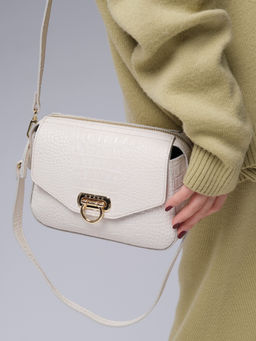 Сумка кросс-боди Azaro 3684 бежевый лен/крок