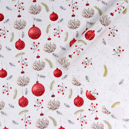 Цена за 10 шт. Бумага упаковочная новогодняя Красные шарики, глянец, двусторонняя, 80 г/м? , 70?100 см