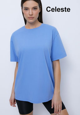 OmT_D1301 Фуфайка (футболка) OVERSIZE, COTTON - celeste