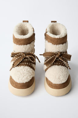 COMBINED FAUX SHEARLING ANKLE BOOTS - Zara фото 13