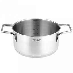 Кастрюля из нержавеющей стали "Сascade" 2л, д18см, h9-13,5см, s0,6мм, дно д16,5см, s2,9мм, стеклянная крышка со стальным ободом и сливом, пароотовод, капсулированное дно, полировка внешняя - матовая, внутренняя - матовая, ручки из нержавеющей стали н