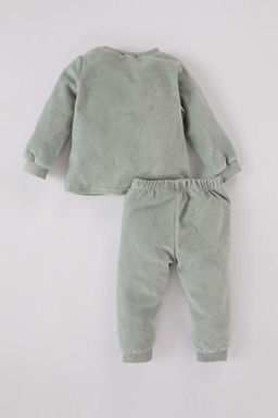 Пижамный комплект Paw Patrol для маленьких мальчиков, велюровый верх с длинными рукавами и низ на эластичной резинке на талии - Defacto фото 5