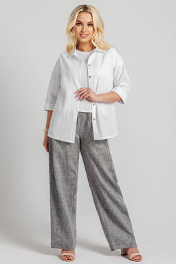 Брюки лен 221/01/Серый меланж