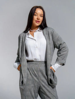 Классика(коричн.) жакет , жаккард (30%вискоза 65%п/э 5%лайкра)