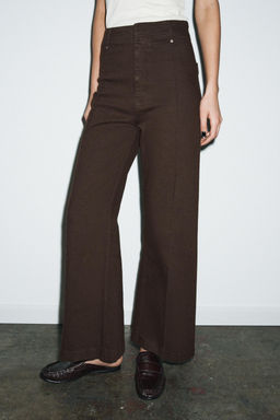 JEANS ZW COLLECTION TAILORED WIDE LEG TIRO ALTO / Chocolate - Zara фото 2