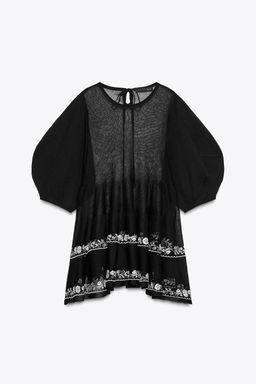 EMBROIDERED FINE KNIT LONG BLOUSE - Zara фото 4