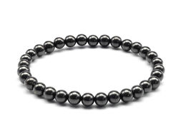Браслет из шунгита натурального шарик 6мм, 18см
