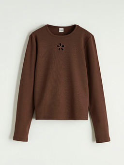 Bisiklet Yaka ?i?ek Nak??l? K?z ?ocuk Ti??rt