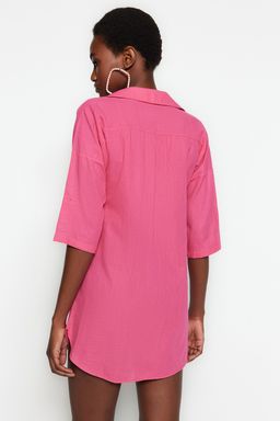 TRENDYOLMILLA Beyaz Dokuma Flaml? Pamuk Mini Plaj Elbisesi TBESS21EL3979 фото 33