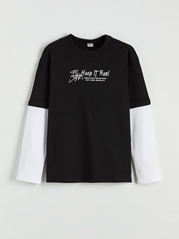 Bisiklet Yaka Bask?l? Erkek ?ocuk Ti??rt