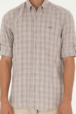 U. S. Polo Assn / Мужская рубашка цвета хаки с длинным рукавом - U.s. polo assn фото 6
