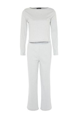 Trendyolmilla Gri Slogan Lastik Detayl? Fitilli Orme Pijama Tak?m? THMAW21PT0269  фото 13