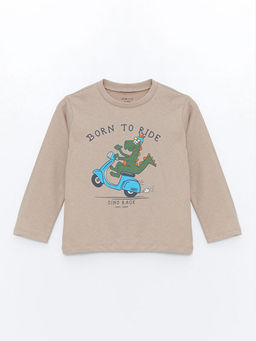 Bisiklet Yaka Uzun Kollu Bask?l? Erkek Bebek Ti??rt