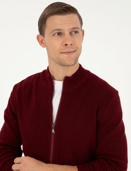 Бордово-красный приталенный трикотажный кардиган - Cacharel фото 3