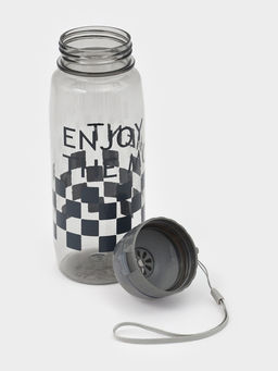 Ланч-бокс, 2 отделения, 2 яруса, с вилкой и ложкой, бутылкой 500мл,20х17х5,5 см, цвет серый   109495