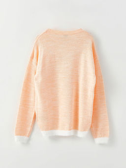 Bisiklet Yaka Desenli Uzun Kollu K?z ?ocuk Triko Kazak - Waikiki фото 2