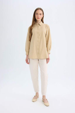 Рубашка-туника из поплина с длинными рукавами Relax Fit - Defacto фото 2