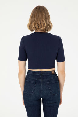 Женская темно-синяя футболка Неожиданная скидка в корзине - U.s. polo assn фото 5