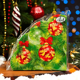 Цена за 3 шт. Салфетки бумажные круглые Украшение на новогоднюю ель, 3 слоя, d=32 см, 12 шт.