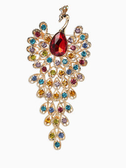 Брошь «Жар-птица» волшебная, стразы, цетная в золоте