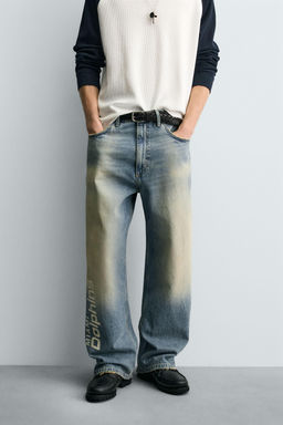 RELAXED FIT EMBROIDERED NFL MIAMI DOLPHINS JEANS - Zara фото 2