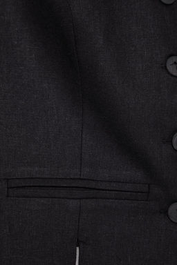 TRENDYOLMILLA Ac?k Haki Fitted Keten Gorunumlu V Yaka Crop Dokuma Yelek TWOSS25YE00028  фото 14