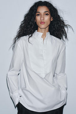 ZW COLLECTION POPLIN SHIRT WITH BIB DETAIL - Zara фото 2