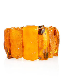 Браслет из цельного текстурного янтаря Помпеи