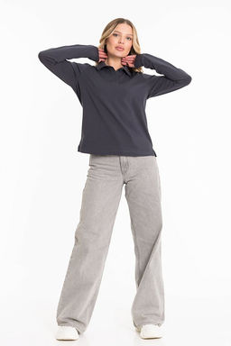 Лонгслив-поло М324272б Серый - Елена фото 8