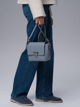 Сумка кожаная кросс-боди Azaro 3520 серо-голубой/бизон