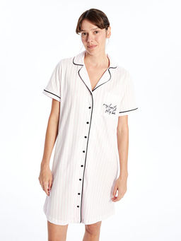 G?mlek Yaka Nak??l? Kad?n Gecelik