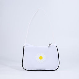 Сумка молодёжная на молнии, с принтом, 24?6.5?17 см, белая