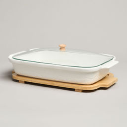 БЛЮДО ДЛЯ ВЫПЕКАНИЯ И СЕРВИРОВКИ LEFARD MUSE СО СТЕКЛ.КРЫШКОЙ НА ДЕР.ПОДСТАВКЕ 34,5*21*11СМ 1400МЛ  фото 3