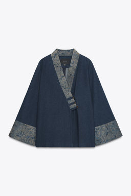 JACQUARD DENIM-EFFECT KIMONO - Zara фото 9