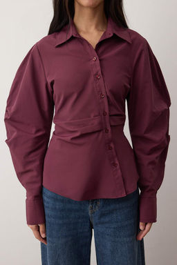 Murdum Balon Kol Detayl? Bele Oturan Asimetrik Fitted Gomlek TWOSS25GO00155