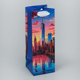 Пакет под бутылку Город счастья, 9 х 25 х 8.9 см - Дарите счастье фото 2