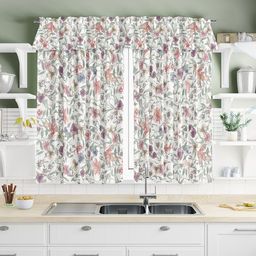 Шторы для кухни с ламбрекеном, 3шт: 110х160см - 2шт "Марина Дор", ламбрекен 326х34см, на шторной ленте, рогожка, хлопок "Премиум" 186г/м2, упаковка классическая 28х41см, "Домашняя мода" (Россия)