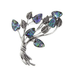 Брошь-подвеска "Полевой букет" со вставками из гелиотиса и ювелирного сплава