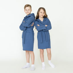 Халат детский вафельный джинс 914 (140, 72)