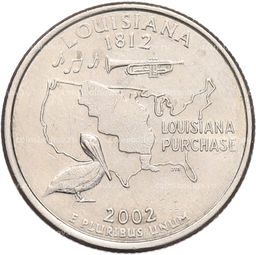 Монета 1/4 доллара (25 центов) 2002 года D США Штаты и территории  Луизиана