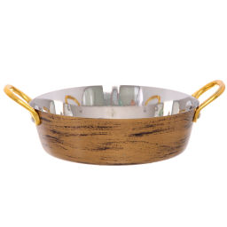 Сковорода из нержавеющей стали 15,5см с ручками из латуни, цвет Антик