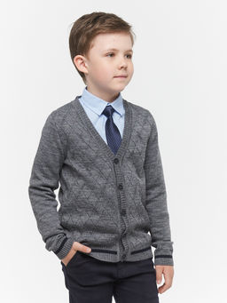 Жакет для мальчиков 183-7094. 049/4027 т.серый/т.синий