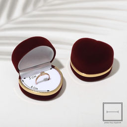 Футляр под кольцо, серьги Сердце, бархатный, 4?5 см, бордовый с золотом