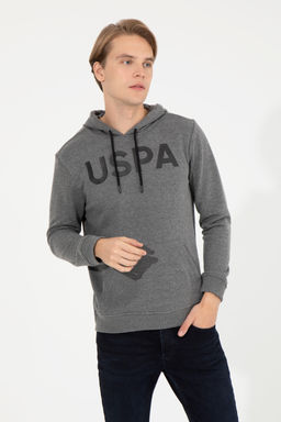 Мужская толстовка с капюшоном цвета антрацит меланж базовая - U.s. polo assn фото 19