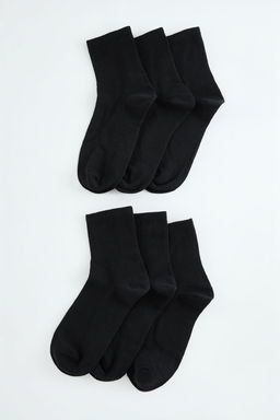 Siyah Unisex 6l? Pamuklu Kolej-Tenis-Orta Boy Corap TEDAW25CO00007