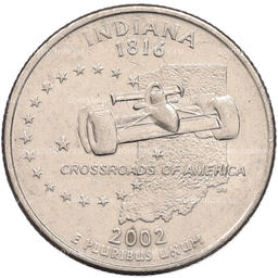 Монета 1/4 доллара (25 центов) 2002 года D США Штаты и территории  Индиана